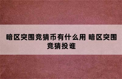 暗区突围竞猜币有什么用 暗区突围竞猜投谁